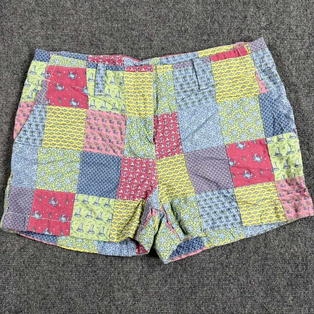 Vineyard Vines Short Womens 8 Patchwork Beach Whale Tropical 3" Inseam